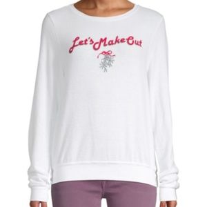 Wildfox Let's Make Out Mistletoe Long Sleeve Top